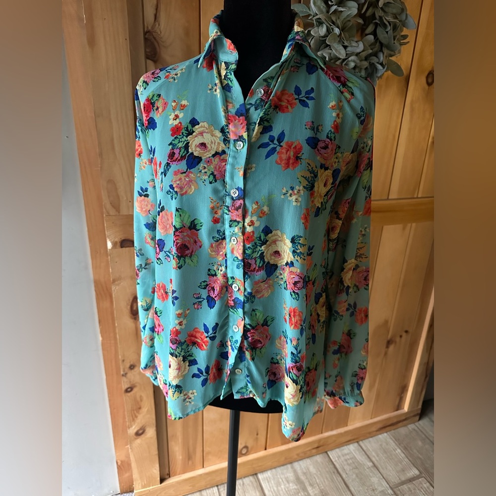 Farm Rio Floral Button-Up Blouse